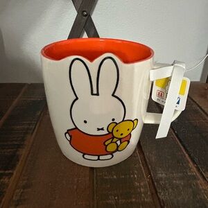 Miffy By Magenta Miffy With Teddy Bear Mug Bunny Rabbit Orange Interior NEW